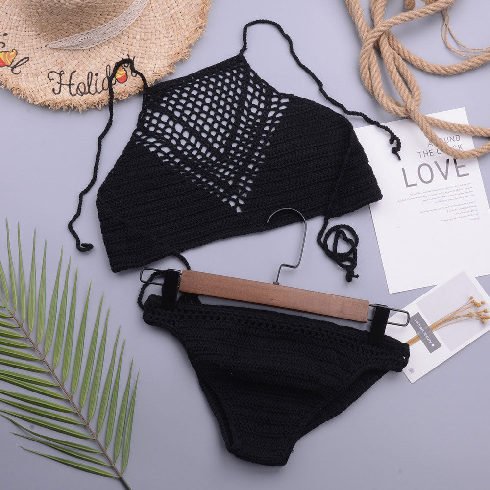 Enchanting High Neck Halter Bralette Brazilian Two Piece Bikini