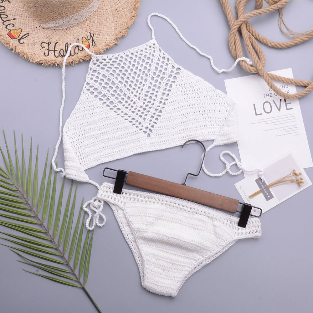 Enchanting High Neck Halter Bralette Brazilian Two Piece Bikini