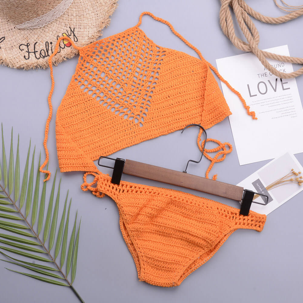 Enchanting High Neck Halter Bralette Brazilian Two Piece Bikini