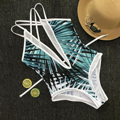 Hollow-out White One-piece Swimwear