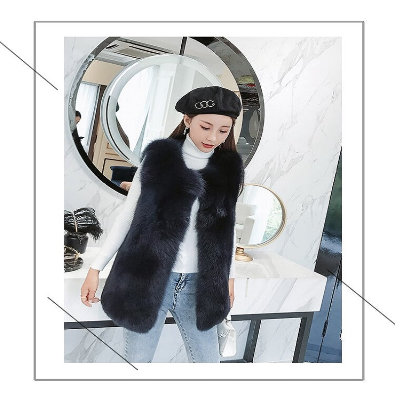 fashion High quality full pelt Natural Fox Fur Vest