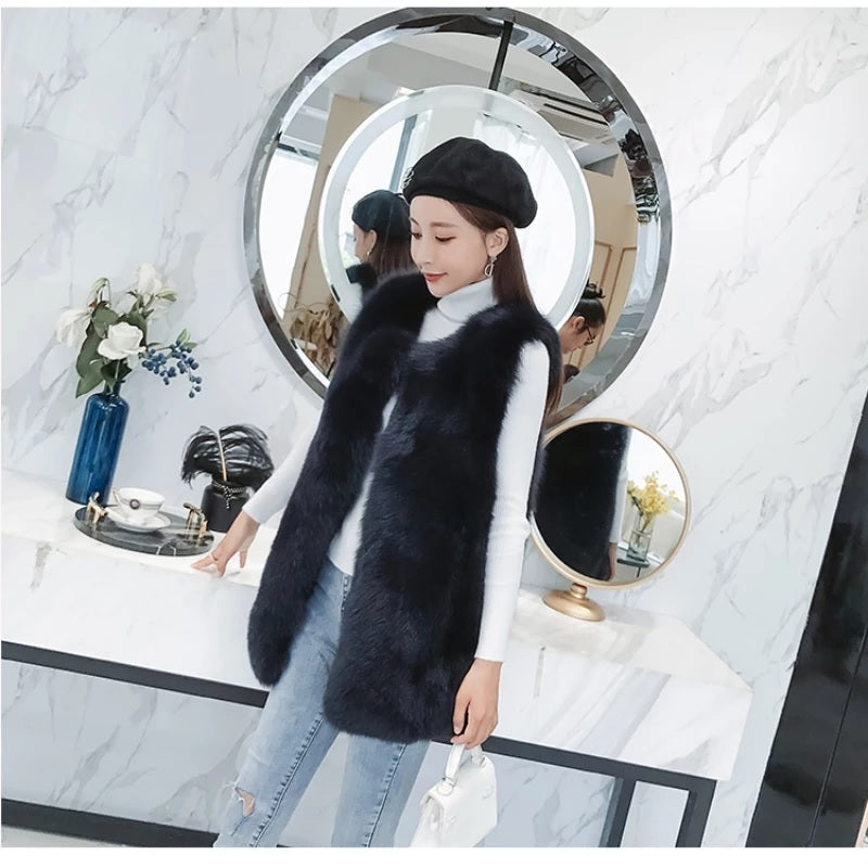 fashion High quality full pelt Natural Fox Fur Vest