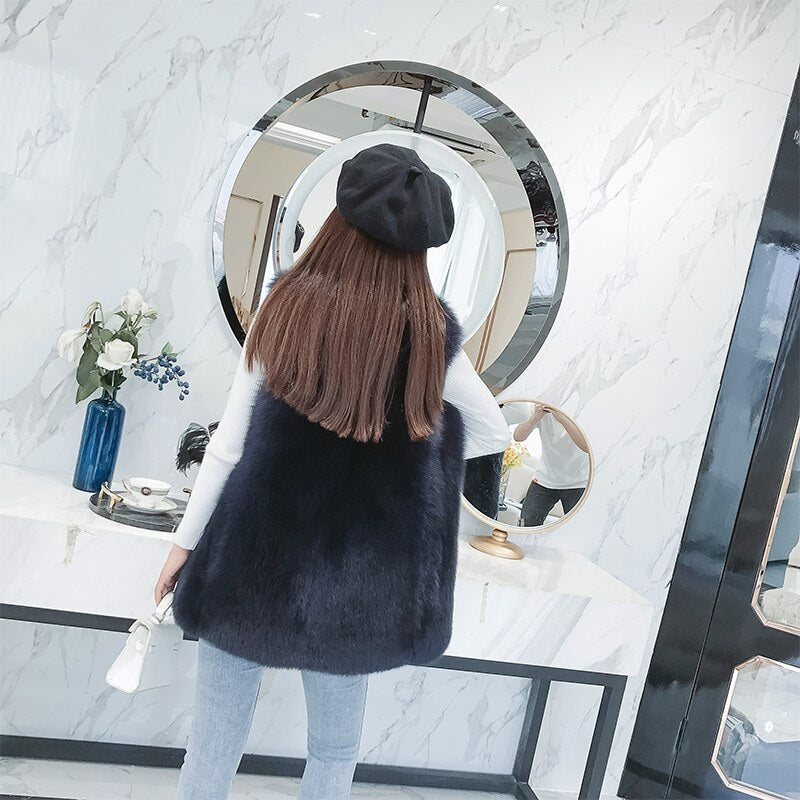 fashion High quality full pelt Natural Fox Fur Vest