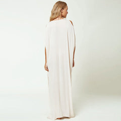 Flowy Embroidered Cut Out High Slit Brazilian Beach Maxi Cover Up