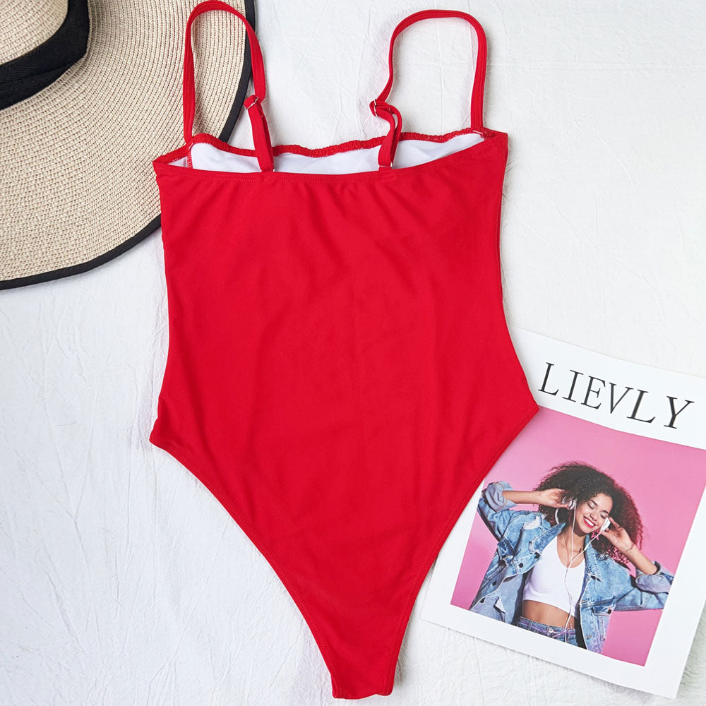 Glamorous Ruched Square Neck Cami Cheeky Brazilian One Piece Swimsuit