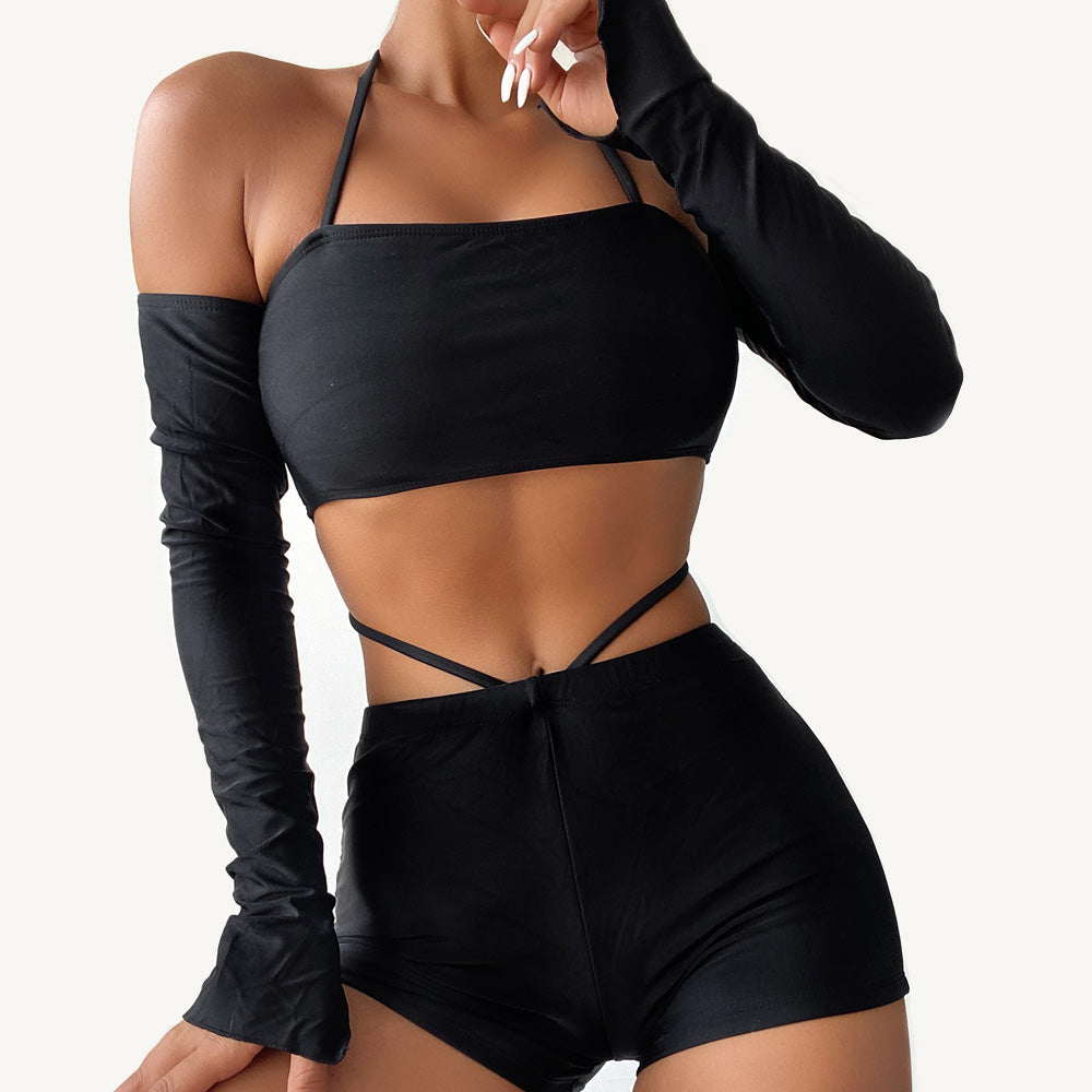 High Waist Boy Short Sleeved Off Shoulder Brazilian Two Piece Bikini