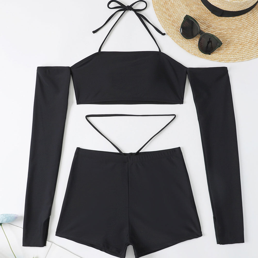 High Waist Boy Short Sleeved Off Shoulder Brazilian Two Piece Bikini