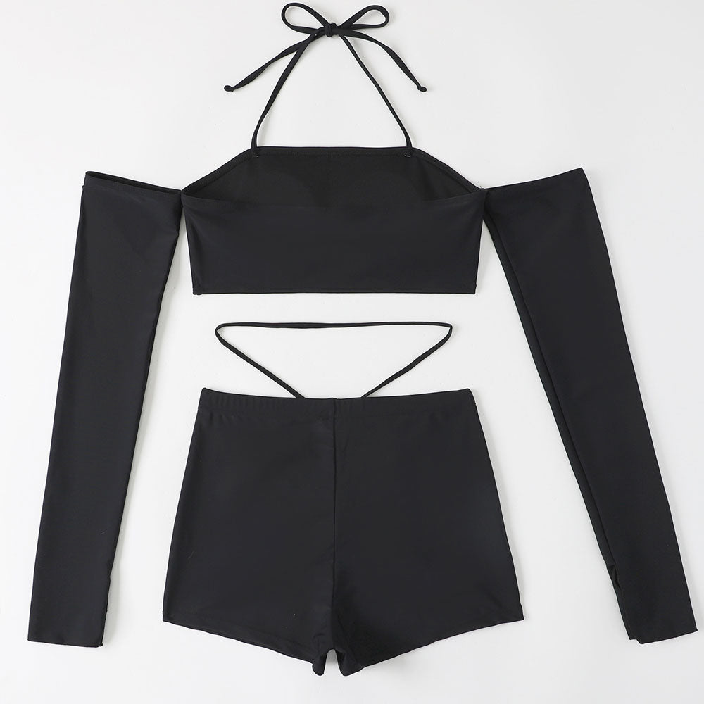 High Waist Boy Short Sleeved Off Shoulder Brazilian Two Piece Bikini