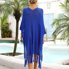 Leisure Pullover Oversized Crochet Knit Fringe Brazilian Beach Mini Cover Up Dress
