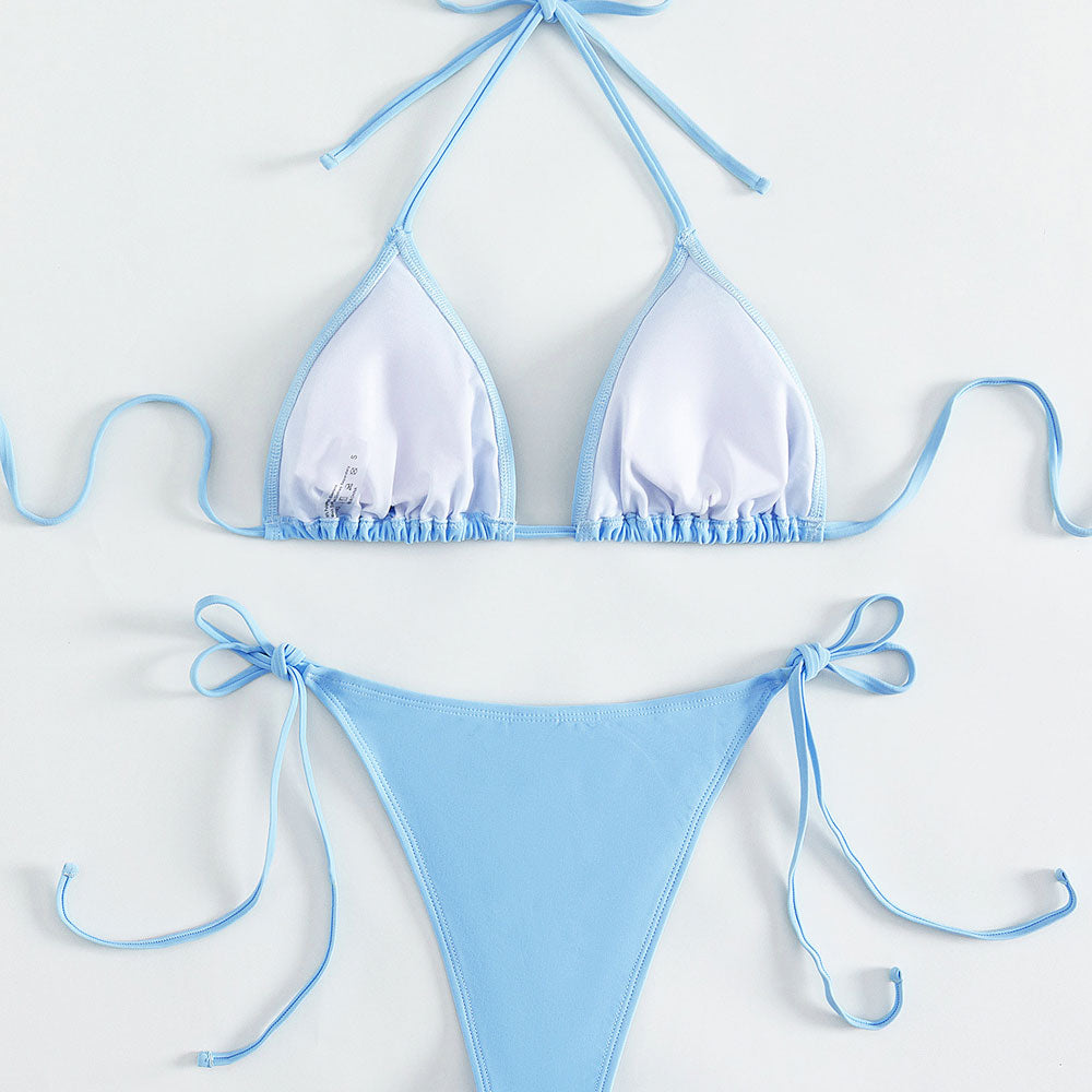 Luxury Rhinestone Tie String Cheeky Triangle Brazilian Two Piece Bikini