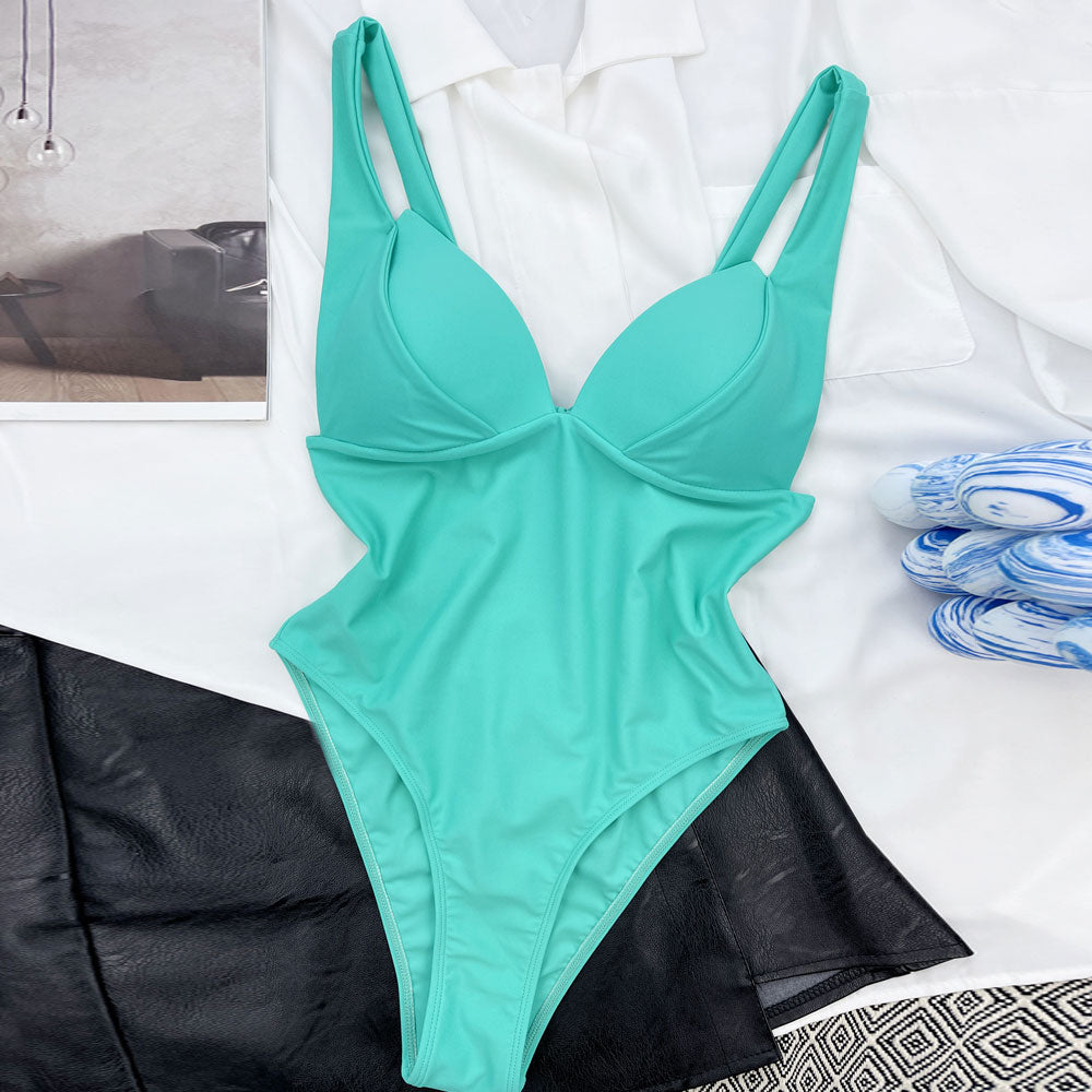 Minimalist High Cut Push Up Tie Back Brazilian One Piece Swimsuit
