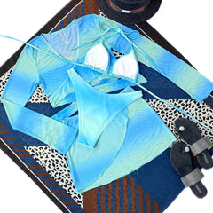 Oceanic Tie Dye High Cut Sliding Triangle Brazilian Four Piece Bikini