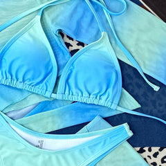 Oceanic Tie Dye High Cut Sliding Triangle Brazilian Four Piece Bikini