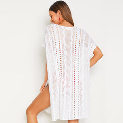 Oversized Crochet Open Knit Side Slit Brazilian Beach Mini Cover Up