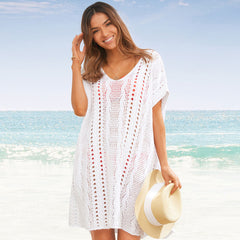 Oversized Crochet Open Knit Side Slit Brazilian Beach Mini Cover Up