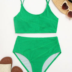 Pretty High Waist Shirred Bralette Brazilian Two Piece Bikini