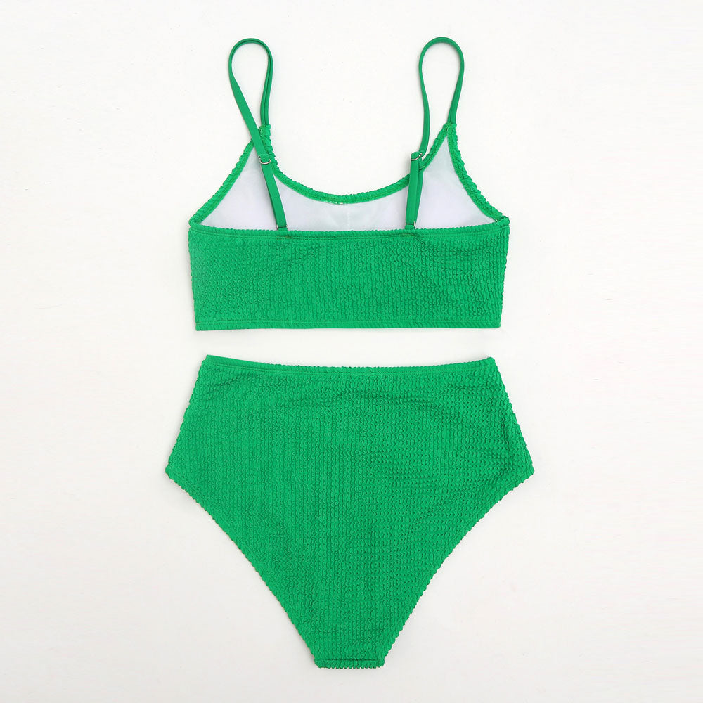 Pretty High Waist Shirred Bralette Brazilian Two Piece Bikini