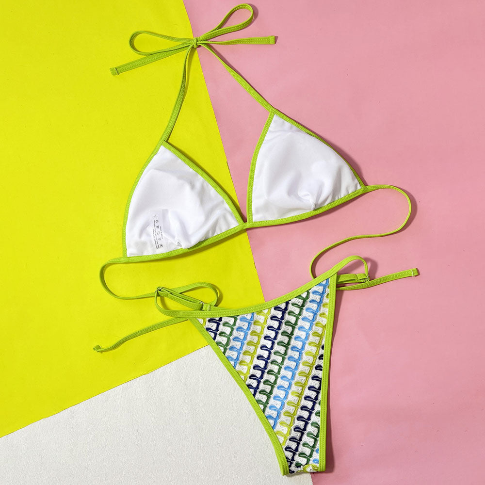 Refresh String Cheeky Wavy Crochet Triangle Brazilian Two Piece Bikini