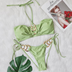 Refreshing Tie String O Ring Halter Brazilian Two Piece Bikini