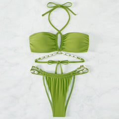 Seal Shell String Wrap Around Halter Brazilian Two Piece Bikini