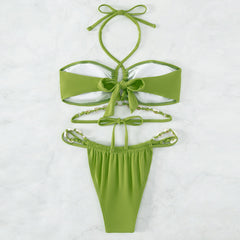 Seal Shell String Wrap Around Halter Brazilian Two Piece Bikini