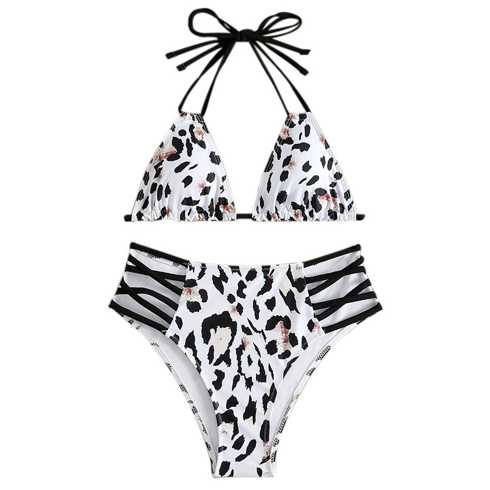 Cutout Strappy High Waist Leopard Print Brazilian Two Piece Bikini