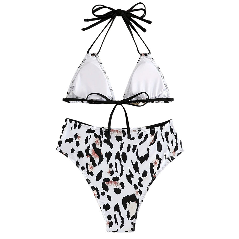 Cutout Strappy High Waist Leopard Print Brazilian Two Piece Bikini