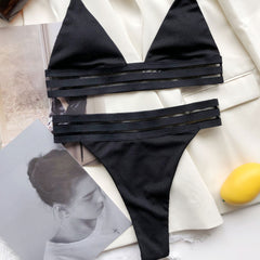High Rise High Leg Cheeky Thong Triangle Brazilian Two Piece Bikini