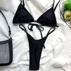 Love Trim String Cheeky Triangle Brazilian Two Piece Bikini