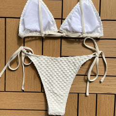 O Ring String Cheeky Popcorn Triangle Brazilian Two Piece Bikini