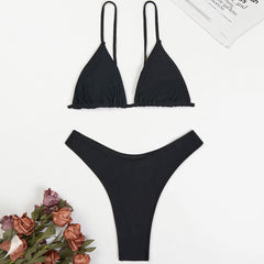 Skimpy Thong Tie Front Triangle Brazilian Two Piece Bikini