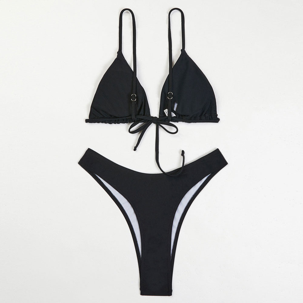 Skimpy Thong Tie Front Triangle Brazilian Two Piece Bikini