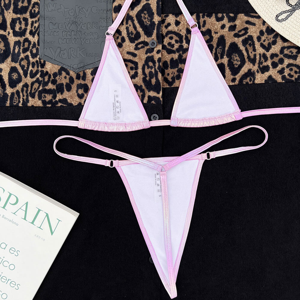 Silky O Ring String Thong Slide Micro Triangle Brazilian Two Piece Bikini