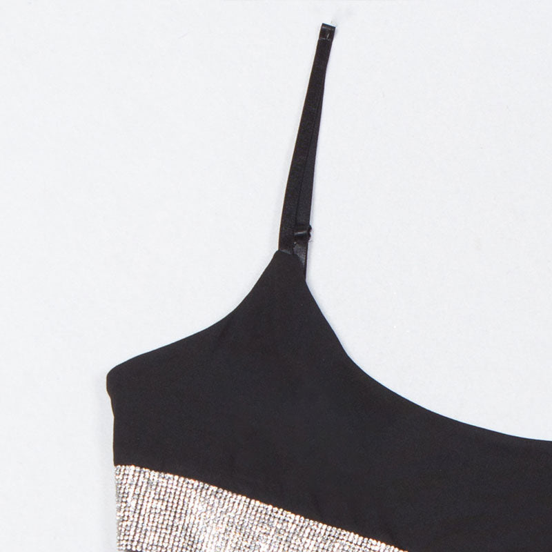 Sparkly Crystal Detail Scoop Neck Bralette Brazilian Two Piece Bikini