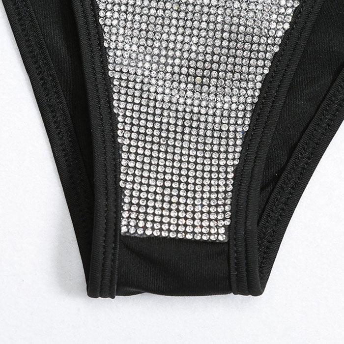 Sparkly Rhinestone String Triangle Brazilian Two Piece Bikini