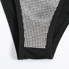 Sparkly Rhinestone String Triangle Brazilian Two Piece Bikini