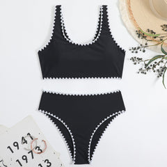 Sport Contrast Crochet High Waist Brazilian Two Piece Bikini