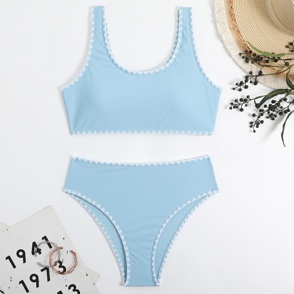 Sport Contrast Crochet High Waist Brazilian Two Piece Bikini