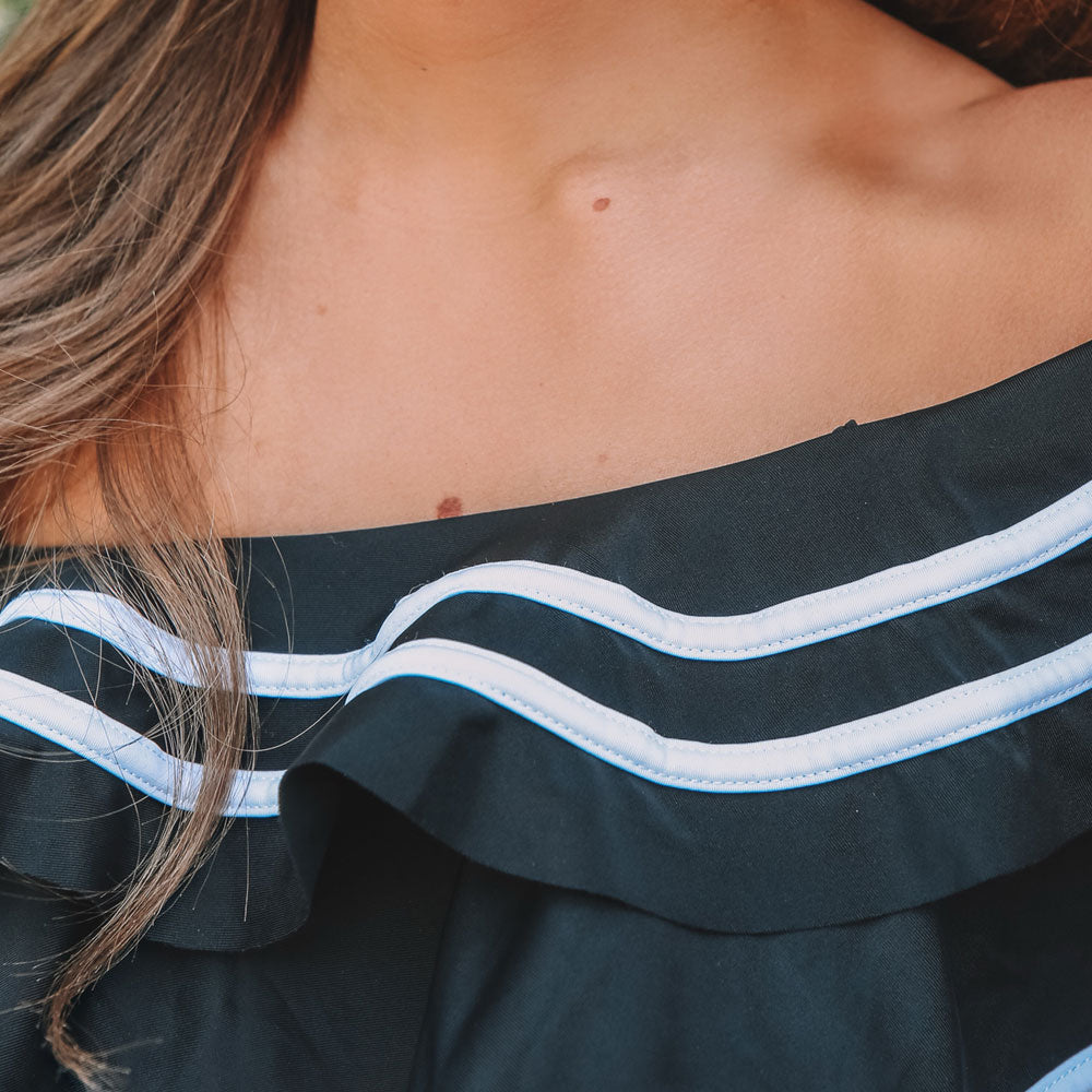 Stripe High Waist Off Shoulder Brazilian Two Piece Bikini