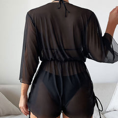 Stunning Drawstring High Cut Slide Triangle Brazilian Three Piece Bikini