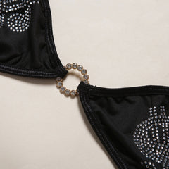 Stylish Crystal Dollar Print Slide Triangle Brazilian Two Piece Bikini
