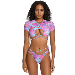 Tie Dye High Cut Thong Cutout Wrap Crop Brazilian Two Piece Bikini