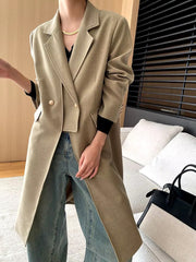 Formal Double Breasted Lapel Long Sleeve Spliced Blazer