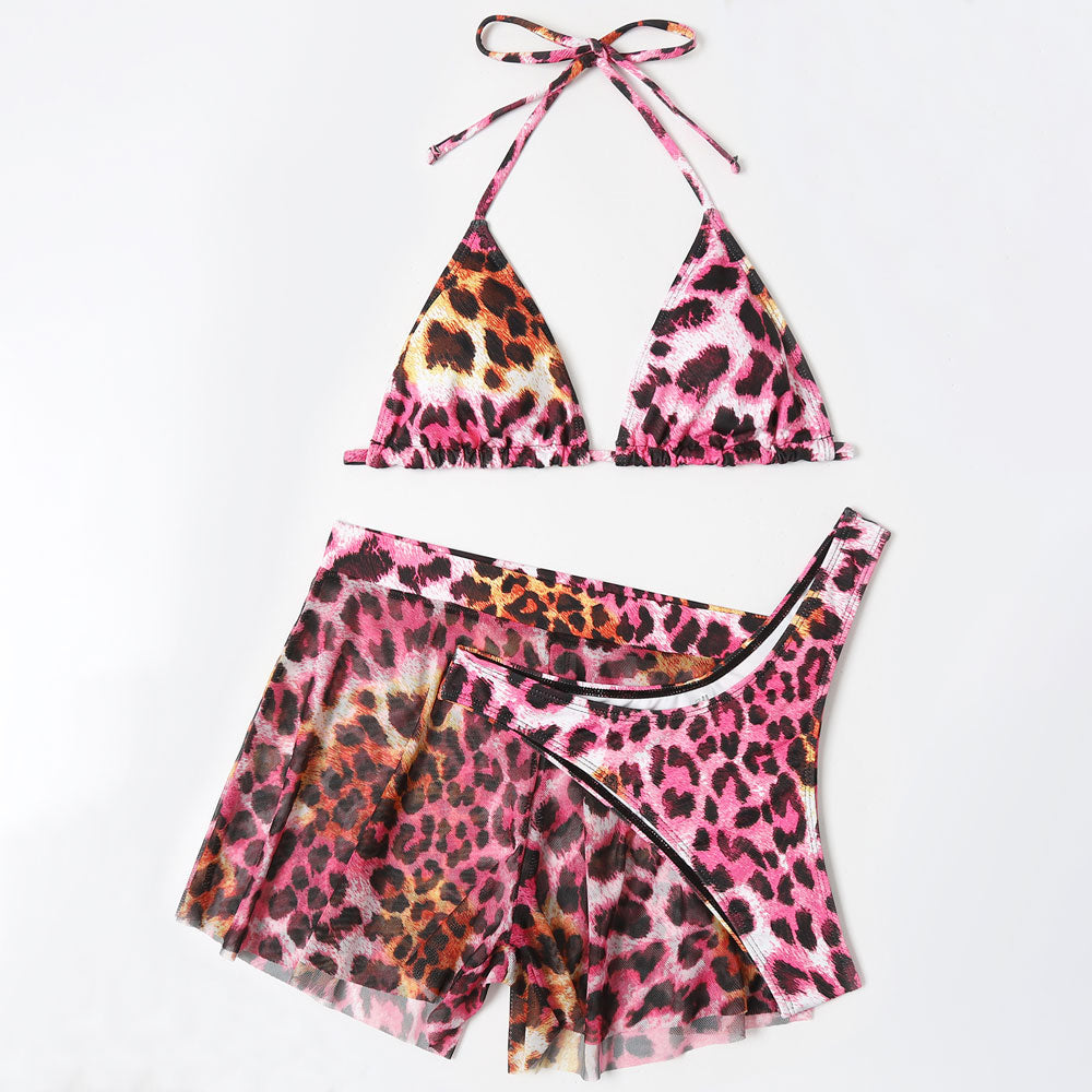 Wild Leopard Print Boyshort High Cut Triangle Brazilian Three Piece Bikini