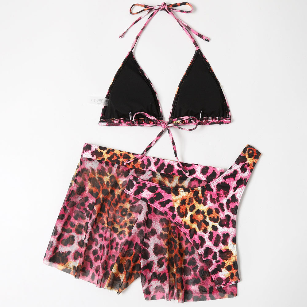 Wild Leopard Print Boyshort High Cut Triangle Brazilian Three Piece Bikini